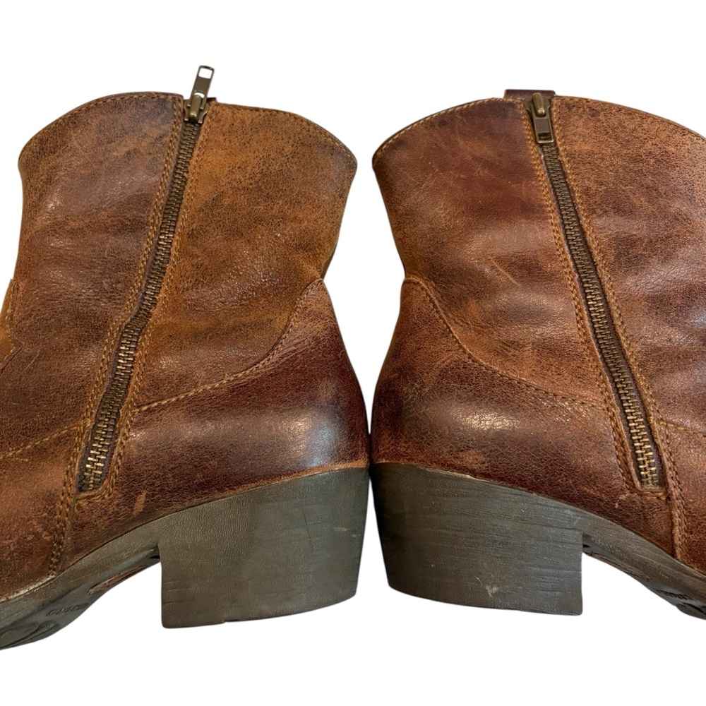 Born Karin Brown Distressed Leather Side Lace Western Ankle Boots, Sz 9 - Picture 8 of 16